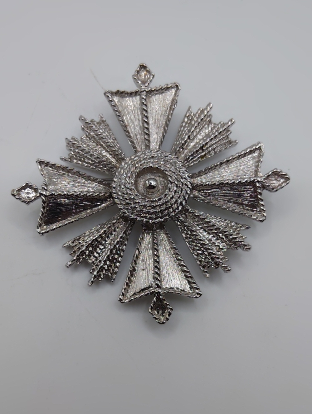 Celebrity NY Silver Tone Maltese Cross Brooch Rare